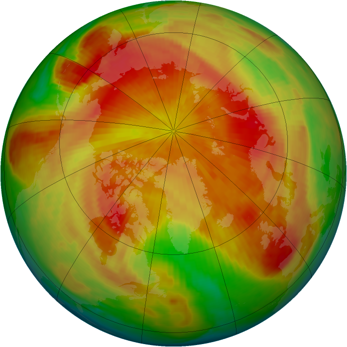 Arctic ozone map for 09 April 1998